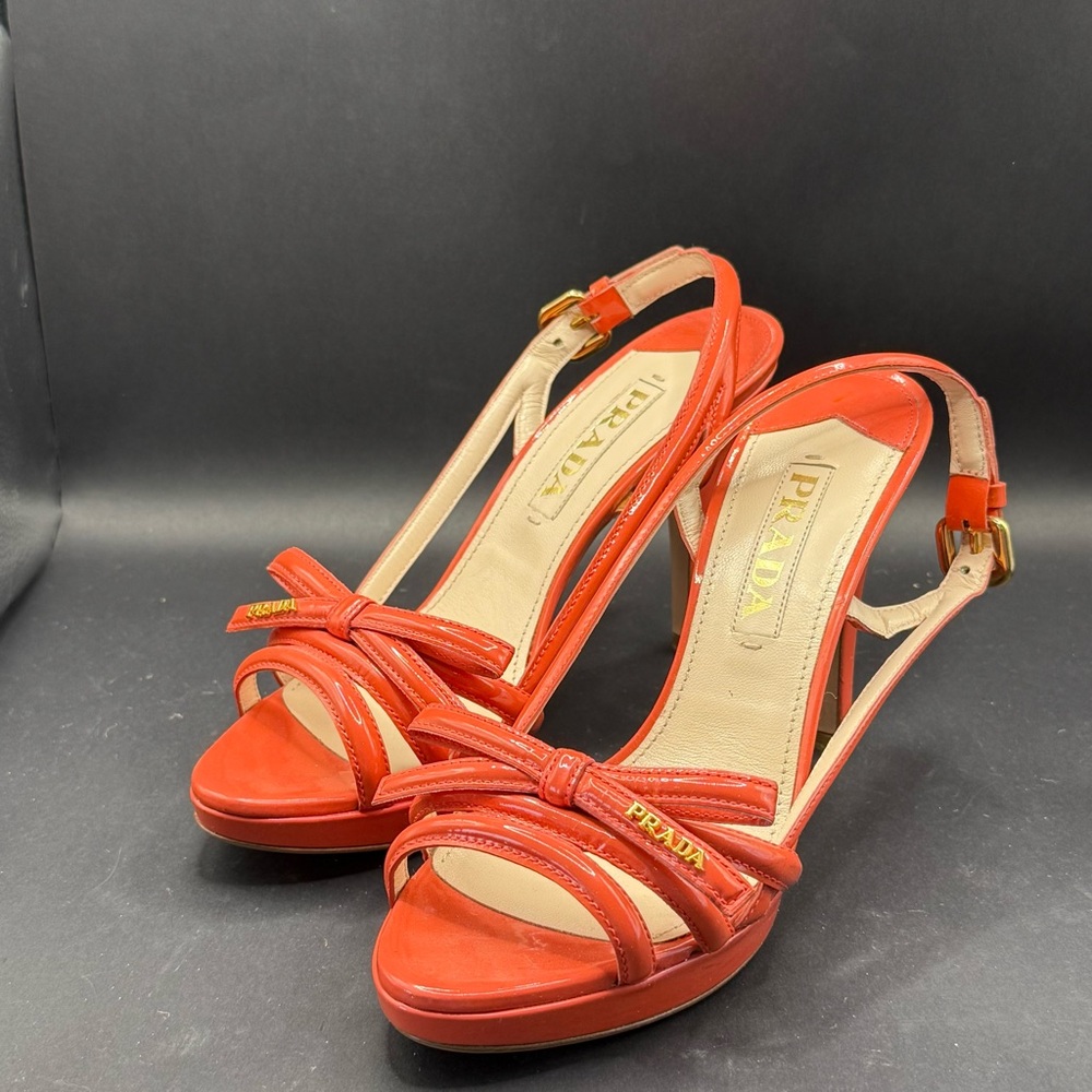 Prada Coral patent leather slingback heels - Picture 14 of 14